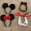 Disney Other | Family Mickey/Minnie Mouse Ears Set | Color: Black/Red | Size: Os
