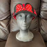 Disney Accessories | Disney Parks Minnie Mouse Bow Visor Hat Adult Size | Color: Black/Red | Size: Os