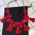 J. Crew Jewelry | J.Crew Red Flower And Tassel Necklace | Color: Red | Size: Os