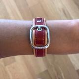 Coach Jewelry | Coach Leather Buckle Bracelet | Color: Red/Tan | Size: Os