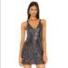 Free People Dresses | Free People Gold Rush Mini Dress Womens Xs Black | Color: Black/Silver | Size: Xs