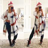 Free People Accessories | Free People Valley Plaid Fringe Scarf Os | Color: Red/White | Size: Os