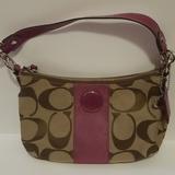 Coach Bags | Coach Signature Stripe Demi Shoulder Bag | Color: Pink/Tan | Size: Os