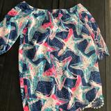 Lilly Pulitzer Dresses | Lily Pulitzer Off The Shoulder Starfish Dress | Color: Blue/Pink | Size: Large 8-10