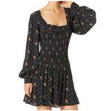 Free People Dresses | Free People Two Faces Floral Dress Black Small | Color: Black/Blue | Size: S