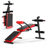 Costway Adjustable Sit Up Bench with LCD Monitor-Red