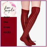 Free People Accessories | Free People Over Knee Socks Thigh High Pointelle | Color: Cream/Red | Size: Various