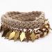 Free People Jewelry | Free People Neutral Braided Wrap Brass Bracelet | Color: Gold/Tan | Size: Os