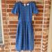 Lularoe Dresses | Lularoe Amelia Blue Roses Pleated Dress Xxs Nwt | Color: Blue | Size: Xxs