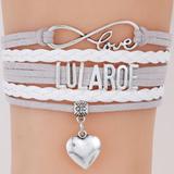 Lularoe Jewelry | Lularoe Infinity Love Leather Bracelet Gray White | Color: Gray/White | Size: Os