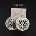 Nine West Jewelry | Magnificent Florentined Crystal Double Disks Earri | Color: Silver | Size: 3"