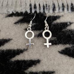 Urban Outfitters Jewelry | Female Women Girl Symbol Feminist Earrings | Color: Silver | Size: Os