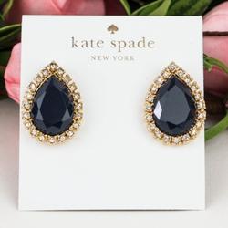 Kate Spade Jewelry | Kate Spade Ks Pave Teardrop Navy Balloon Earrings | Color: Black/Gold | Size: Os