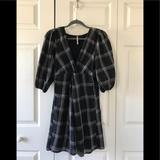 Free People Dresses | Free People Plaid V Neck Dress Worn Once | Color: Black/White | Size: 0