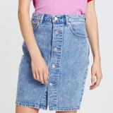 Levi's Skirts | Levi's Jeans Premium Button Through Mom Skirt. | Color: Blue | Size: 27