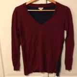 J. Crew Sweaters | Jcrew Two Toned Vneck Sweater. Size Small Petite | Color: Blue/Red | Size: Sp
