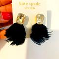 Kate Spade Jewelry | Jae Spade Feathers And Crystal Earrings New | Color: Black/Silver | Size: Os