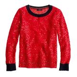 J. Crew Sweaters | J. Crew Red Sequin Sweater With Blue Trim | Color: Red | Size: S
