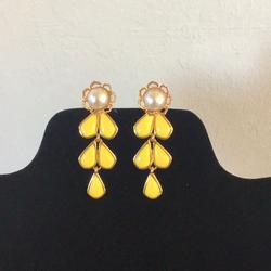 Kate Spade Jewelry | Kate Spade Pearl And Yellow Flower Earrings | Color: White/Yellow | Size: Approximately 2” Long