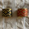 Free People Jewelry | Indian Boho Gold Cuff Bracelets | Color: Black/Gold/Red | Size: Os