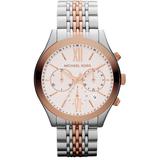 Michael Kors Accessories | Michael Kors Brook-Ton Chronograph Two-Tone Watch | Color: Gold/Silver/Tan/White | Size: New Battery