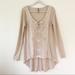 Free People Tops | Free People Embroidered Front Hi Lo Tunic | Color: Cream/Red/Tan | Size: M