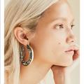 Free People Jewelry | Hidden Resin Hoop Earrings | Color: Black/Gold | Size: Length: 2.25 In