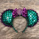 Disney Accessories | Mermaid Minnie Mouse Ears | Color: Green/Purple | Size: Osbb
