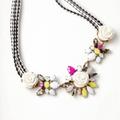 J. Crew Jewelry | Jcrew White Rose Black Rope Statement Necklace | Color: Black/White | Size: Various