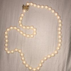 Kate Spade Jewelry | Kate Spade Long Pearl Necklace W Gold Plate Clasp | Color: Cream/Gold | Size: Os