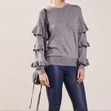 J. Crew Sweaters | J.Crew Sweater With Ruffled Sleeves Sz Md | Color: Gray | Size: M