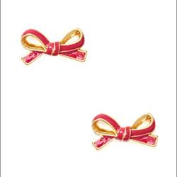 Kate Spade Jewelry | Kate Spade Pink Bow Earrings | Color: Gold/Pink | Size: Os