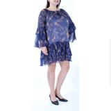 Free People Dresses | Free People Floral Sheer Bell Sleeve Dress | Color: Blue/Brown | Size: Xs