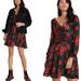 Free People Dresses | Free People Floral Polka Dot Long Sleeve Dress Valentines Day Sexy Feminine S | Color: Black/Red | Size: 2