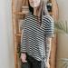 Madewell Tops | Madewell Modern Stripe Side Tie Tee S | Color: Black/White | Size: S