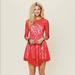 Free People Dresses | Free People Red Floral Mesh Lace Dress 3/4 Sleeve | Color: Red | Size: 4