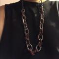 Nine West Jewelry | Nine West Red Rhinestone Loop Necklace | Color: Gray/Red | Size: Os