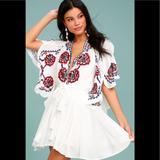 Free People Dresses | Free People Cora Caftan Embroidered Dress S White | Color: White | Size: S