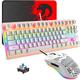 Wired Gaming Keyboard Mouse Set, Wired Mini 87 Keys Blue Switch Compact Mechanical Keyboard with 8 Rainbow Backlit Mode,29 Keys Anti-ghosting + 6400DPI Lightweight Gaming Honeycomb Mouse + Mouse Pad