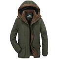 FHKGCD Plus Size 5Xl 6Xl Winter Jacket Men Outerwear Thicken Fleece Warm Windproof Coat Mens Windbreaker Hooded Jackets,Army Green,5Xl