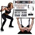 INNSTAR Portable Home Gym Set with Workout Bar, Bench Press Set, Squat Resistance Band, Door Anchor and More-Full Body Workout Equipment to Build Muscle(2 Longe 2 Short-200lbs)