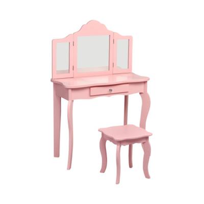 Costway Kids Makeup Dressing Mirror Vanity Table S...