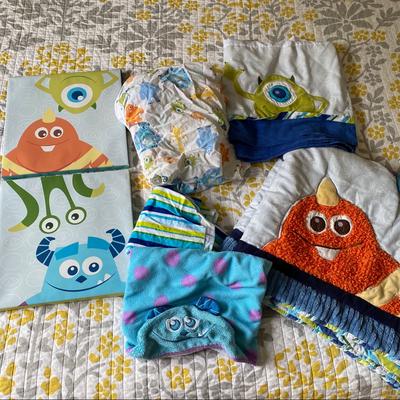 Disney Bedding | Monsters Inc Nursery Crib Bedding Set Quilt | Color: Blue/Green | Size: Os