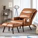 Lounge Chair - George Oliver Hogle 29.52" Wide Lounge Chair & Ottoman Faux Leather in Brown | 37 H x 29.52 W x 33.46 D in | Wayfair