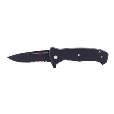 Al Mar Knives S.E.R.E. 2020 Night G Series Folding Knife Spring Assist D2Ti-Black 3.6 in Combo G10 Black AMK2207