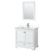 Deborah 36 Inch Single Bathroom Vanity in White, Light-Vein Carrara Cultured Marble Countertop, Undermount Square Sink, 24 Inch Mirror - Wyndham WCS202036SWHC2UNSM24