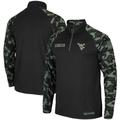 Men's Colosseum Black West Virginia Mountaineers OHT Military Appreciation Take Flight Raglan Quarter-Zip Jacket