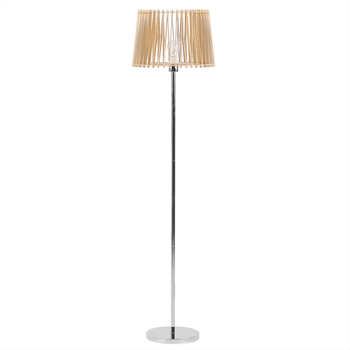 Stehlampe heller Holzfarbton/Silber 153 cm aus Metall / Mdf Platte 1-flammig Kabel mit Schalter für Wohn-und Esszimmer Modernes Design