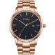 BUREI Minimalist Men's Watch 42mm Quartz Watch for Men's Analog Dial Unisex Watch with Data Display Stainless Steel Strap Watch （Rose Gold Strap Black dial）