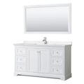 Avery 60 Inch Single Bathroom Vanity in White, Light-Vein Carrara Cultured Marble Countertop, Undermount Square Sink, 58 Inch Mirror - Wyndham WCV232360SWHC2UNSM58